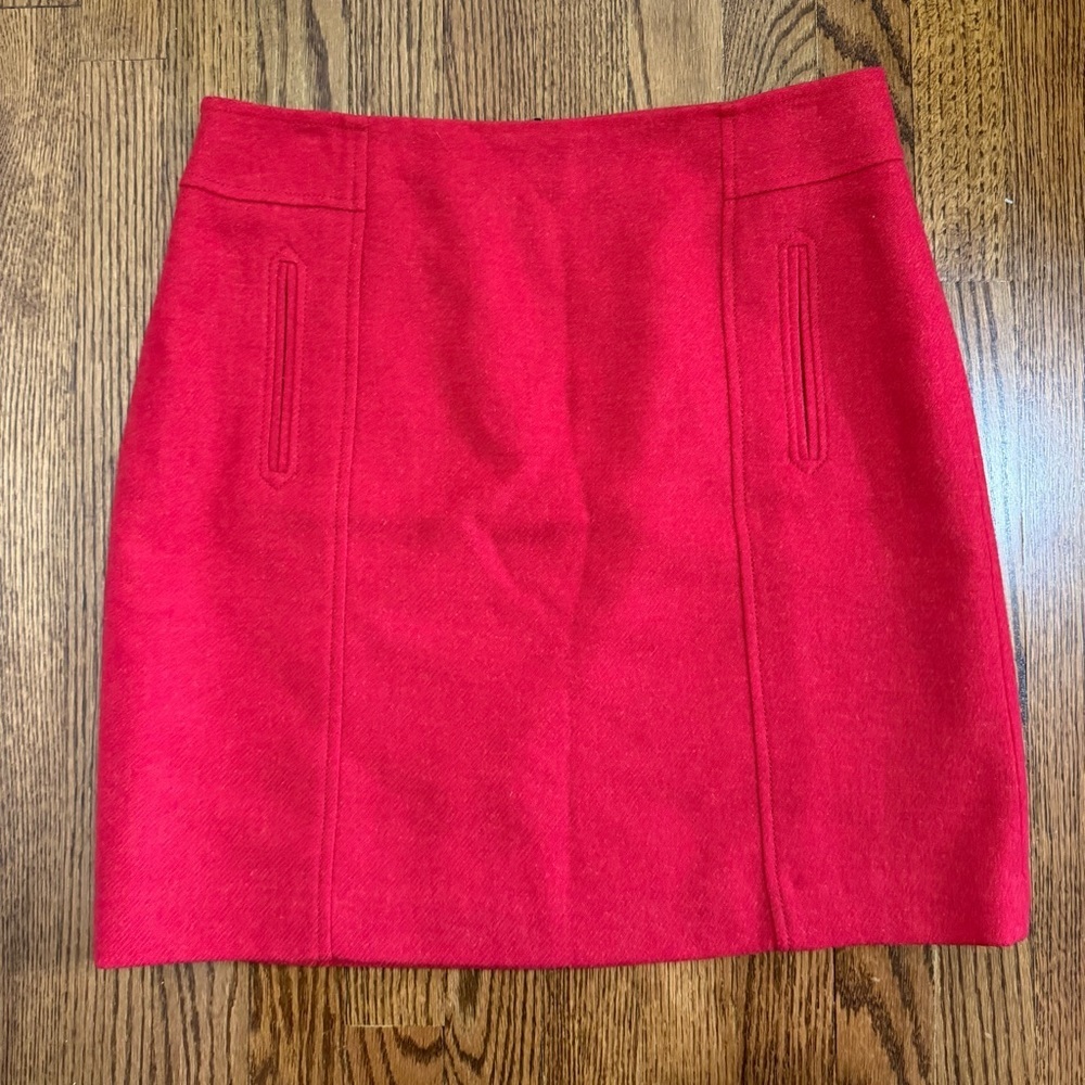 Talbots Petite Red Pencil Skirt Wool Blend Size 10P